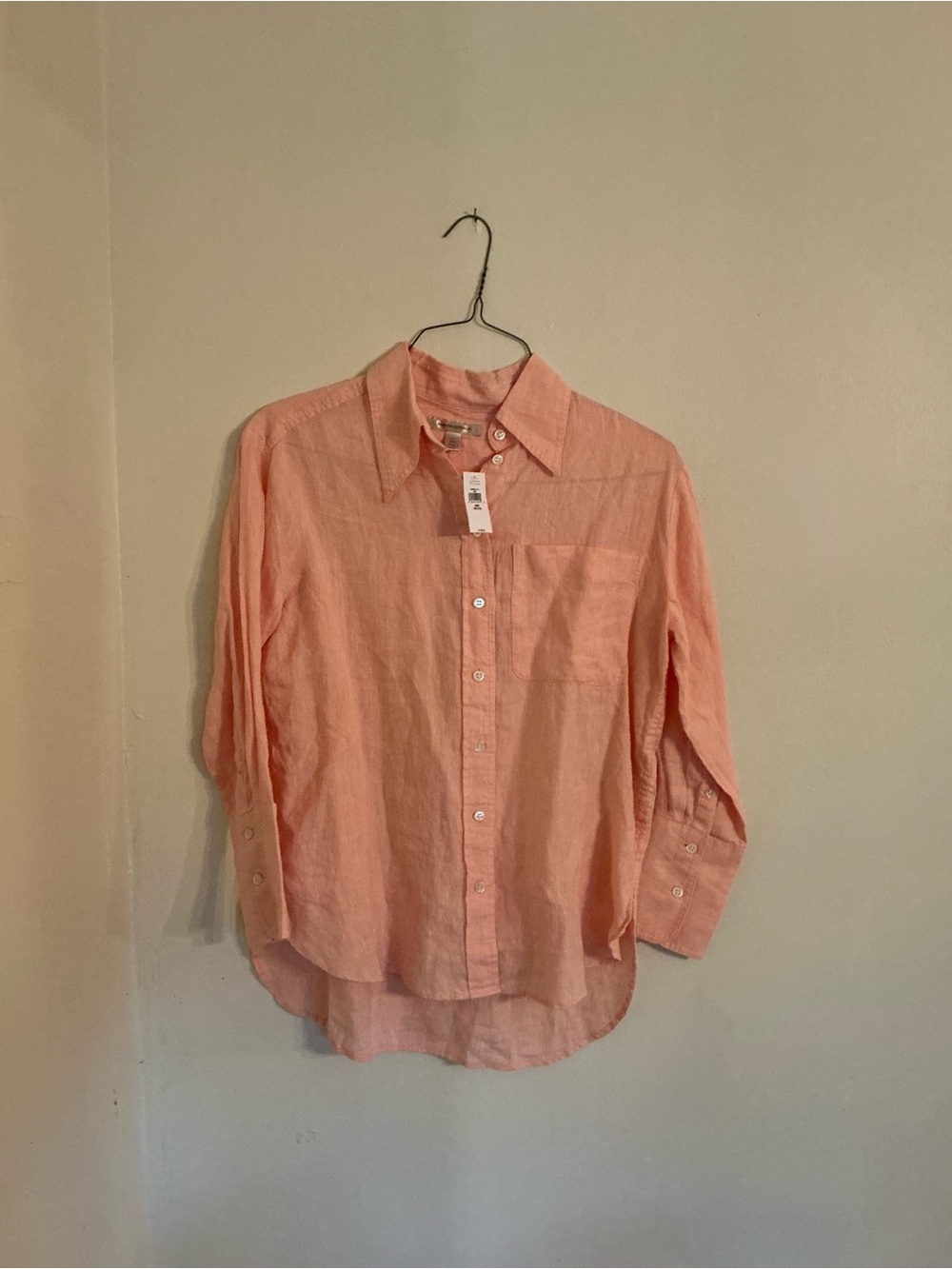 NWT Banana Republic Petite Blush Linen Button-Front Shirt
